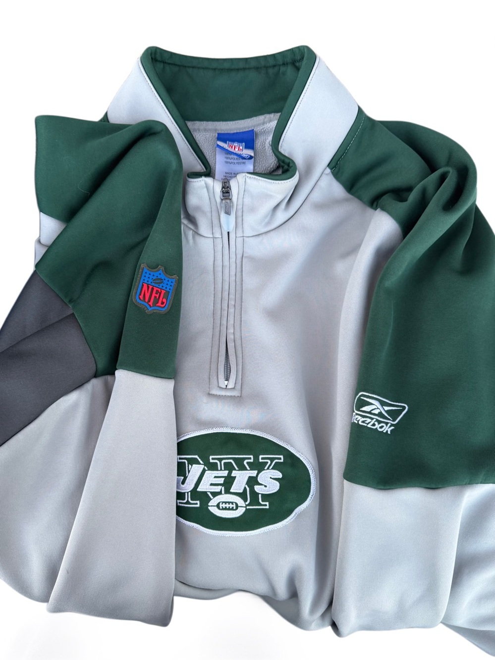 Men’s NY Jets Football NFL Team Apparel Pullover Quarter Zip XL Lined Shirt - Picture 14 of 15